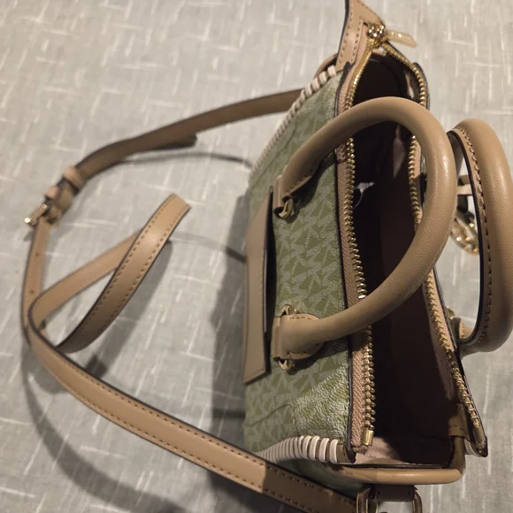 Michael Kors Green and Tan Mini Bag with Signature Monogram - Picture 3 of 9